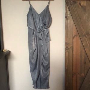 Satin/velvety baby blue dress